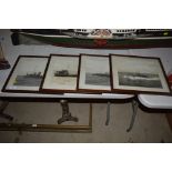 Four vintage black and white boat photographs