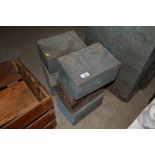Six vintage wooden ammunition boxes