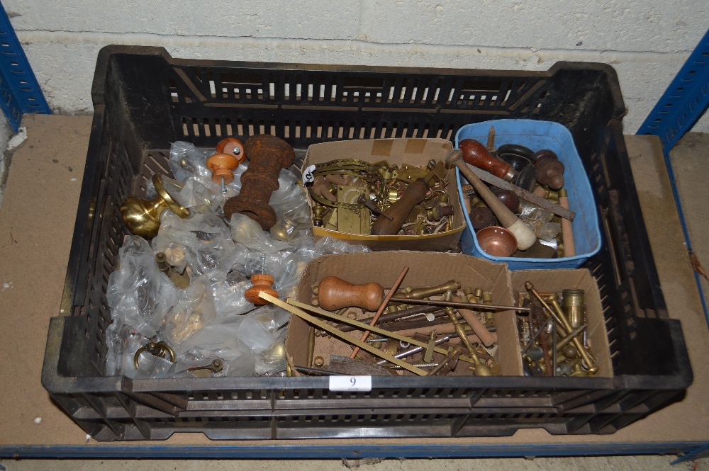 A tray containing numerous cabinet maker's accesso