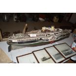 A model tin and oak Thames paddle steamer "Royal E