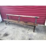 A late 19th Century pitched pine bench