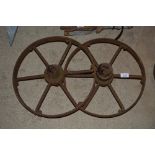 A pair of iron wheels