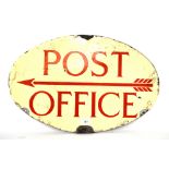 A vintage double sided oval enamel Post Office sig