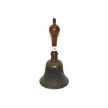 An Antique hand bell with turned wooden handle