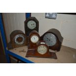 Five various vintage mantel clocks