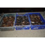 Three trays of various Victorian and later door kn