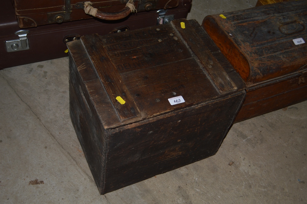 A vintage wooden whisky case