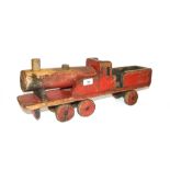 A 19th Century child's wooden Folk art locomotive