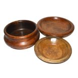 Three Antique treen bowls