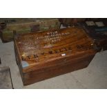 A camphorwood metal bound campaign chest inscribed