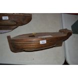A painted timber hull planked ship model