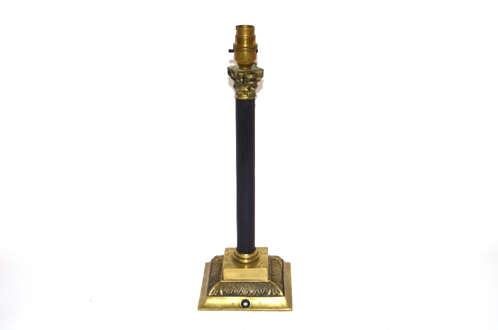 A brass and bronzed Corinthian column lamp base - Image 2 of 3