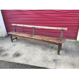 A late 19th Century pitched pine bench