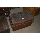 A japanned metal trunk
