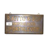 A shipwright's wall plaque sign for R. Kitto & Son