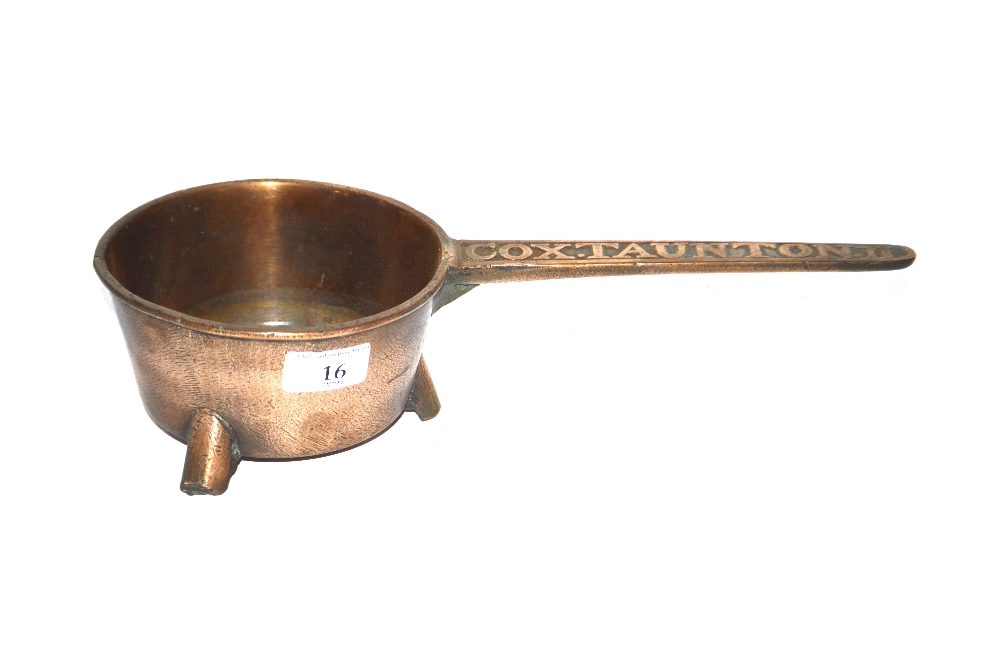 An Antique bell metal skillet by Cox of Taunton