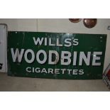 A large "Will's Woodbine" cigarettes enamel sign,