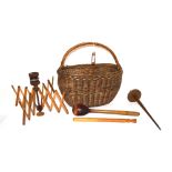 A basket containing various treen spinning related