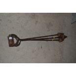 Three long handled metal dibbers