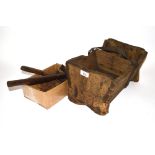 A 19th Century pine farrier's tray containing two