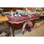 An Edwardian mahogany dressing table with stool; a