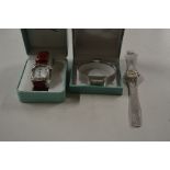 Three ladies wrist watches, two boxed