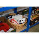 A basket containing Rugby items