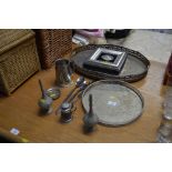 A collection of metalware to include oval gallery