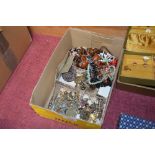 A box containing various costume jewellery to incl