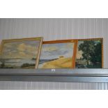 Three various pictures to include an oil on board