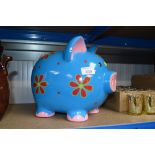 A pottery piggy bank