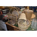 A collection of basketware to include magazine rac