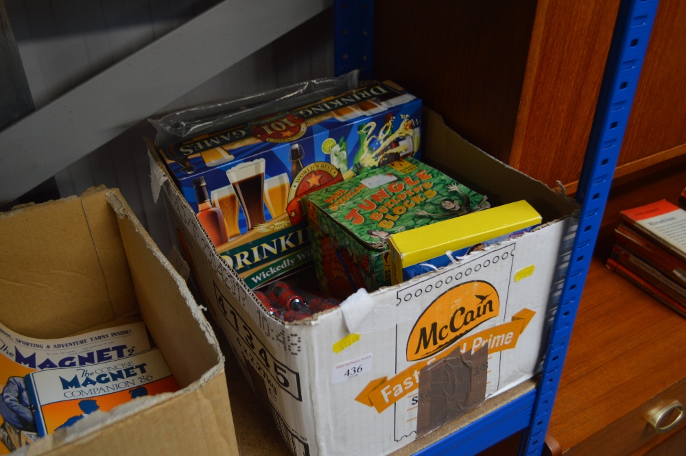 A box of various games and a screwdriver set