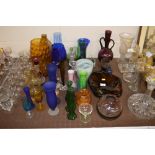 A quantity of various coloured glassware