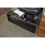 A three tier Alphason black glass corner T.V. stand