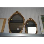 Two gilt metal framed mirrors