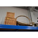 A wicker and cane trug and two wicker baskets