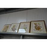 Four framed botanical studies