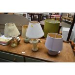 A quantity of various table lamps and shades