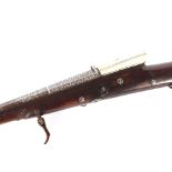 A good quality 18th Century Indo-Persian match-lock musket, with octagonal barrel, silvered