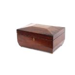 A 19th Century mahogany sarcophagus shaped workbox, having partitioned interior, 35cm