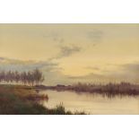 William Ayrton, 1861-1916, study of a rural river scene, signed watercolour, dated 1906, 36cm x