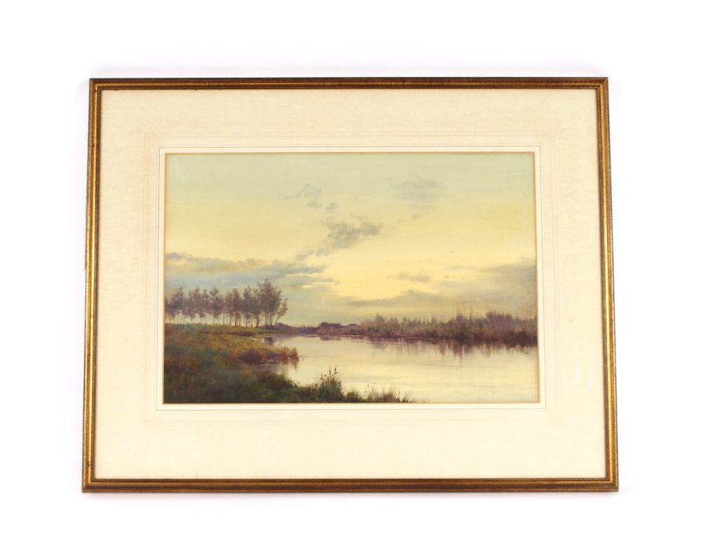 William Ayrton, 1861-1916, study of a rural river scene, signed watercolour, dated 1906, 36cm x - Image 2 of 2