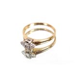 A 9 carat gold diamond set ring