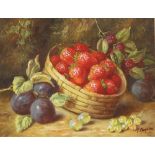 Tom Caspers, 20th Century, still lives with fruit in hedgerows, signed oils on canvas, a pair,