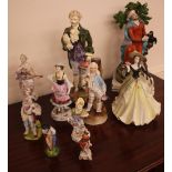 An Antique Staffordshire figure of Elijah and the Raven; and various other porcelain figures, (10)