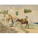 20th Century Greek school, study of a harbour scene, indistinctly signed and dated watercolour,