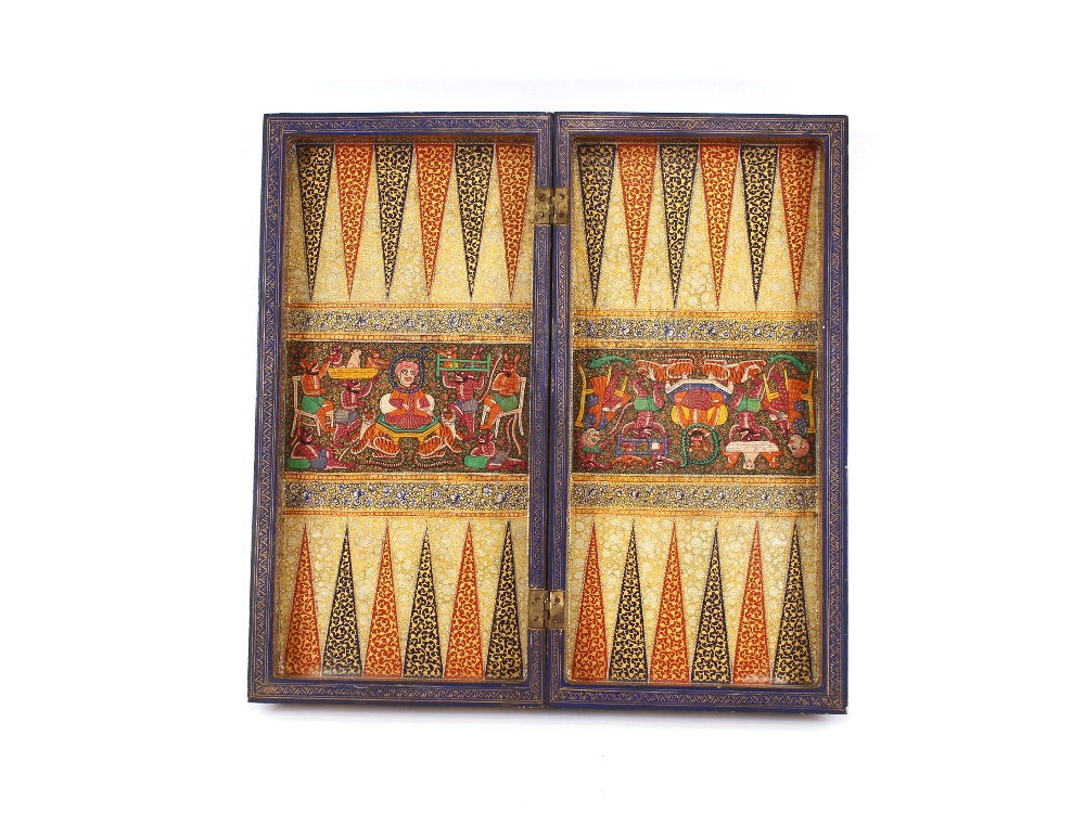 A very fine 19th Century folding chess/backgammon board, beautifully decorated together with two - Image 3 of 16