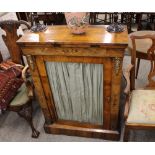 A Victorian walnut Peer cabinet, with inlaid decoration and gilt metal mounts, enclosed by a