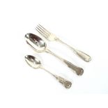 Three George IV silver Fiddle pattern dessert spoons, London 1828; six Victorian silver teaspoons,